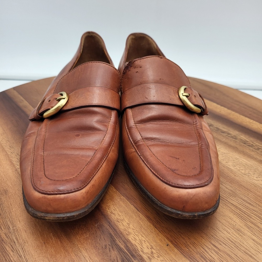 Coach Loafers Womens Size 5.5 M Brown Leather Flats Shoes Buckle Italy - Picture 4 of 16